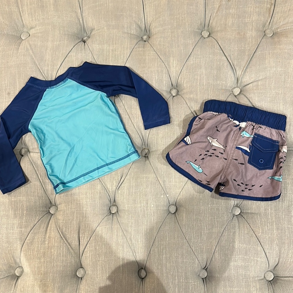 Blue and Gray Rashguard Swim Set - Picture 3 of 3